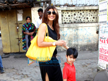Raj Kundra and Shilpa Shetty with her family spotted at son Vivaan's school in Juhu