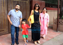 Raj Kundra and Shilpa Shetty with her family spotted at son Vivaan's school in Juhu