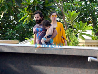 Kareena Kapoor Khan, Saif Ali Khan and Taimur snapped by the pool side at Amrita Arora's residence