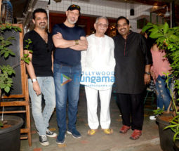 Raazi music directors Shankar Ehsaan Loy with Gulzar in Bandra