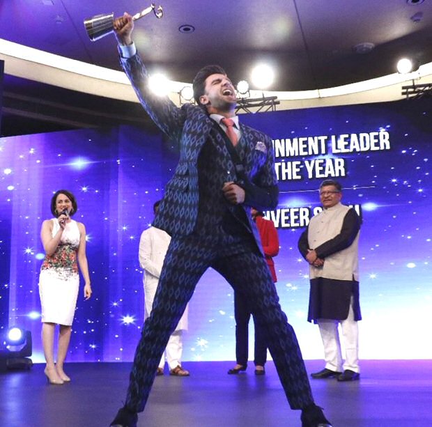 Ranveer Singh just won the Entertainment leader of the year award and he can’t keep calm