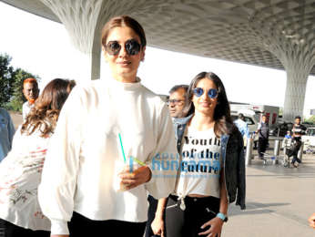 Raveena Tandon with daughter, Nora Fatehi snapped at the airport