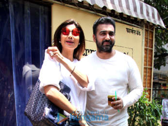 Shilpa Shetty and Raj Kundra spotted at Farmer's Cafe in Bandra