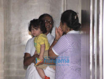 Taimur Ali Khan snapped at Soha Ali Khan's residence