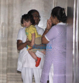 Taimur Ali Khan snapped at Soha Ali Khan's residence