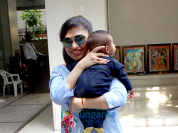 Tulsi Kumar snapped with her son Shivaay at the T-series office in Andheri