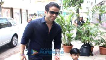 Tusshar Kapoor snapped with his son Laksshya in Bandra