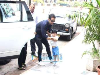 Tusshar Kapoor snapped with his son Laksshya in Bandra