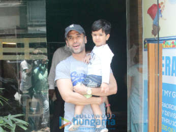 Tusshar Kapoor snapped with his son at play school