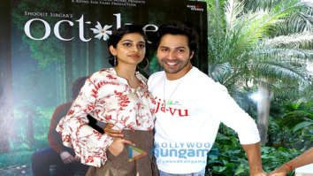 Varun Dhawan, Banita Sandhu and Shoojit Sircar snapped promoting their film October