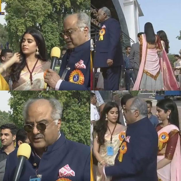 Boney Kapoor, Janhvi Kapoor and Khushi Kapoor receive Best Actress Award for Mom on behalf of late Sridevi