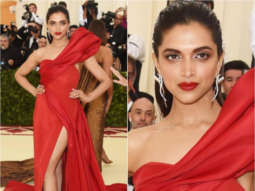 Thigh-high slit, one shoulder wonder and that sass for what? Deepika Padukone goes for a Holy Cardinal inspired gown for Met Gala 2018!