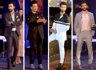 IIFA 2018: Shahid Kapoor in monochrome, Ranbir Kapoor and Kartik Aaryan in pink but Karan Johar steals the show with his snazzy jacket and metallic boots!