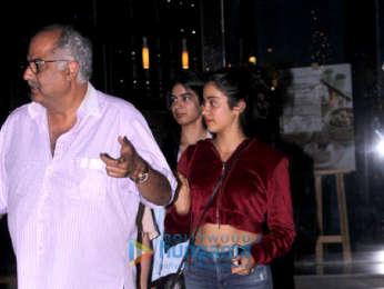 Jahnvi Kapoor and Khushi Kapoor spotted with Boney Kapoor at Yuatcha , Mumbai