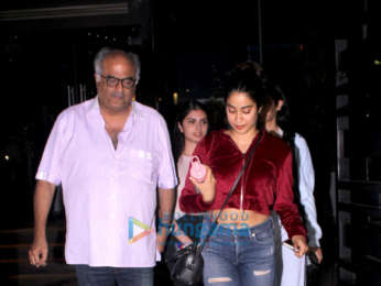 Jahnvi Kapoor and Khushi Kapoor spotted with Boney Kapoor at Yuatcha , Mumbai