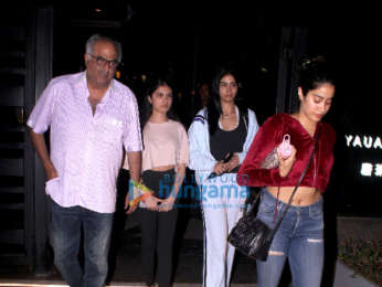 Jahnvi Kapoor and Khushi Kapoor spotted with Boney Kapoor at Yuatcha , Mumbai