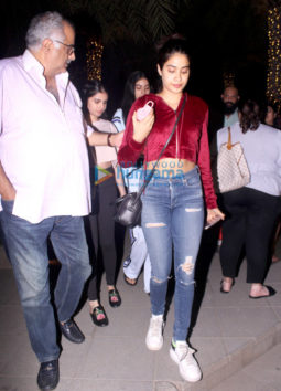 Jahnvi Kapoor and Khushi Kapoor spotted with Boney Kapoor at Yuatcha , Mumbai