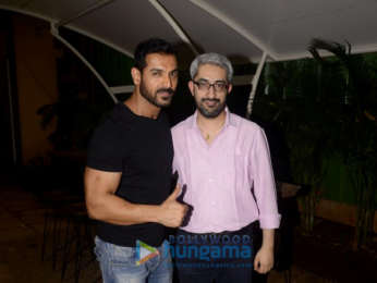 John Abraham and Abhishek Sharma snapped doing media interviews to promote Parmanu - The Story of pokhran