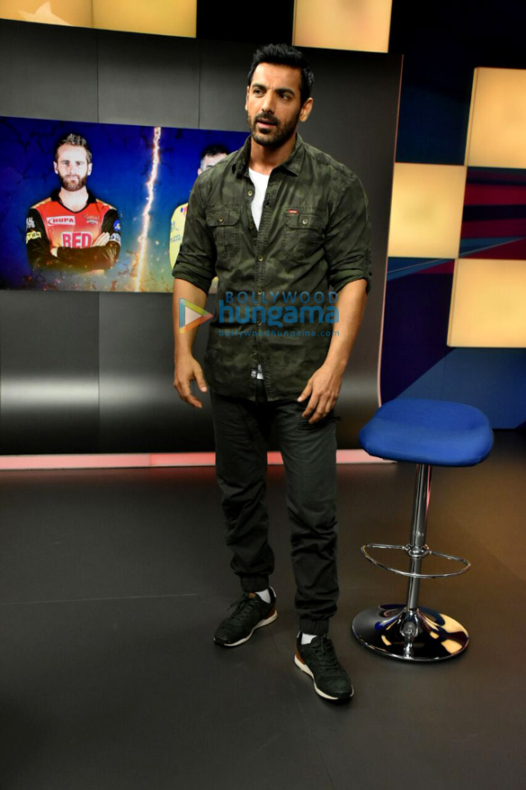 john abraham snapped on sets of kent cricket live promoting his film parmanu 4