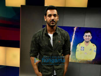 John Abraham snapped on sets of Kent Cricket Live promoting his film Parmanu