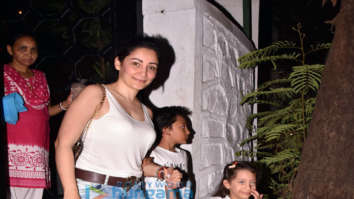 Manyata Dutt snapped with kids at Olive in Bandra