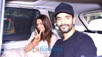 Neha Dhupia and Angad Bedi spotted at Bandra