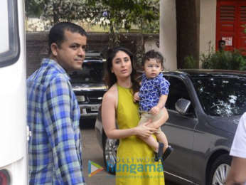 Saif Ali Khan and Kareena Kapoor Khan snapped with their son Taimur at Mehboob Studios in Bandra