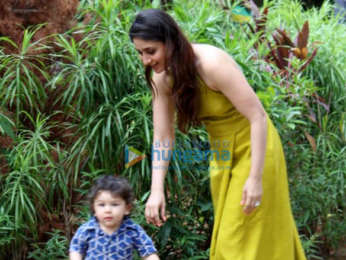 Saif Ali Khan and Kareena Kapoor Khan snapped with their son Taimur at Mehboob Studios in Bandra