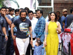 Saif Ali Khan and Kareena Kapoor Khan snapped with their son Taimur at Mehboob Studio in Bandra