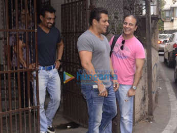 Salman Khan snapped outside a recording studio in Bandra