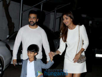 Shilpa Shetty snapped with her family at her son's birthday celebrations