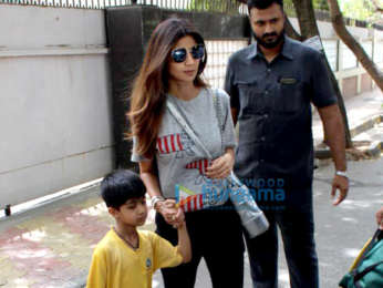 Shilpa Shetty spotted with her son at his school in Juhu
