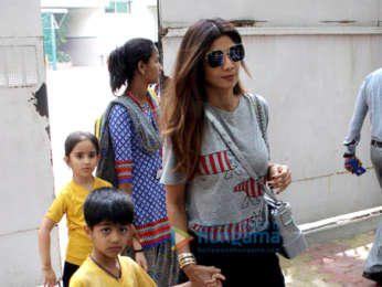 Shilpa Shetty spotted with her son at his school in Juhu