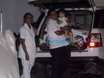 Taimur Ali Khan and Inaaya Naumi Kemmu spotted at their grandmother's house in Bandra