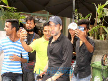 Tusshar Kapoor snapped with friends at The Kitchen Garden in Bandra