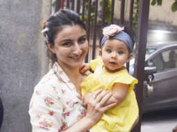 A little curious, a lot chirpy: Soha Ali Khan’s Inaaya is just like her big bro Taimur in front of paparazzi (see pictures)