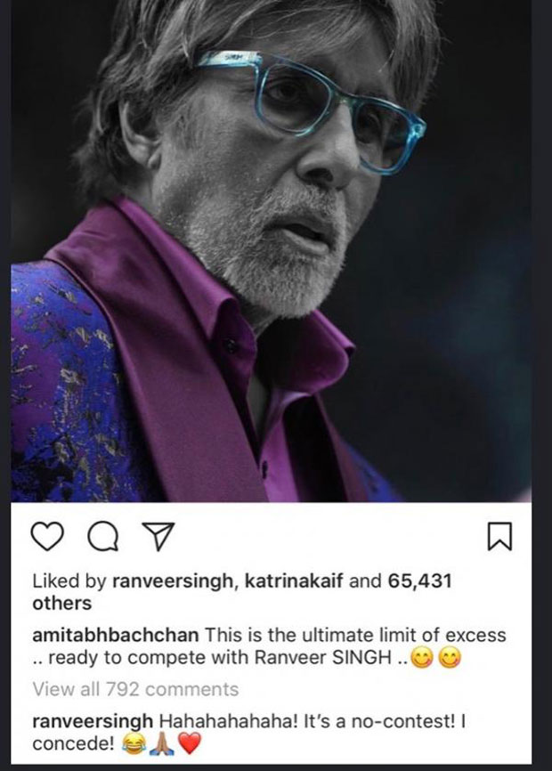 Amitabh Bachchan takes a dig at Ranveer Singh’s dressing sense, invites a reaction from him