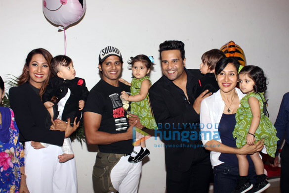 celebs grace krushna abhishek and kashmera shahs kids 1st birthday party in andheri 2