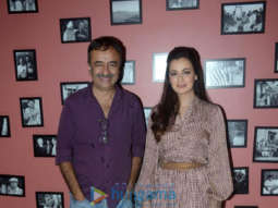 Rajkumar Hirani and Dia Mirza attend the press meet for Sanju