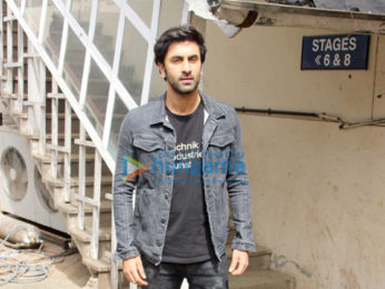 Ranbir Kapoor, Rajkumar Hirani and Vidhu Vinod Chopra snapped during media interviews at Mehboob Studio for Sanju
