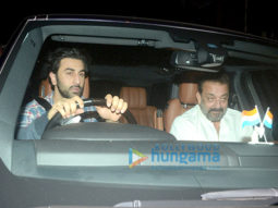 Ranbir Kapoor, Sanjay Dutt and Alia Bhatt spotted at Rishi Kapoor’s home