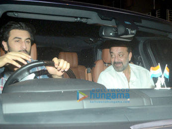 Ranbir Kapoor, Sanjay Dutt and Alia Bhatt spotted at Rishi Kapoor's home