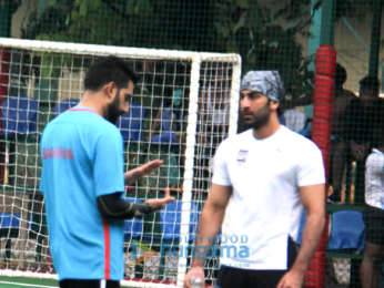 Ranbir Kapoor and Abhishek Bachchan snapped at a football match