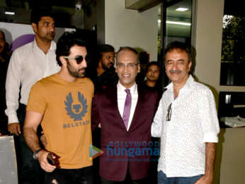 Ranbir Kapoor and Rajkumar Hirani snapped promoting Sanju at the ETC office