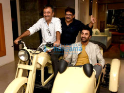 Ranbir Kapoor and Rajkumar Hirani snapped promoting their film Sanju