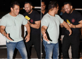 Salman Khan pokes fun at his bodyguard Shera while leaving for Dabangg Tour Reloaded at the airport