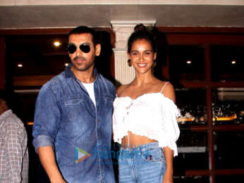 John Abraham, Aisha Sharma and Milap Zaveri snapped at the Radio City office in Bandra