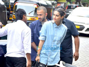 Sonam Kapoor Ahuja and Anand Ahuja snapped at their new store in Bandra
