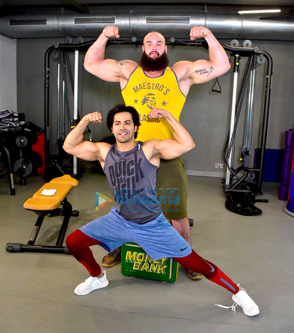 Varun Dhawan snapped with WWE star Braun Strowman Varun Dhawan snapped with WWE star Braun Strowman