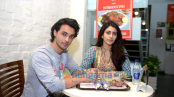 Aayush Sharma and Warina Hussain snapped at Loveratri promotions at Khan Chacha Kabab, Khan market in New Delhi
